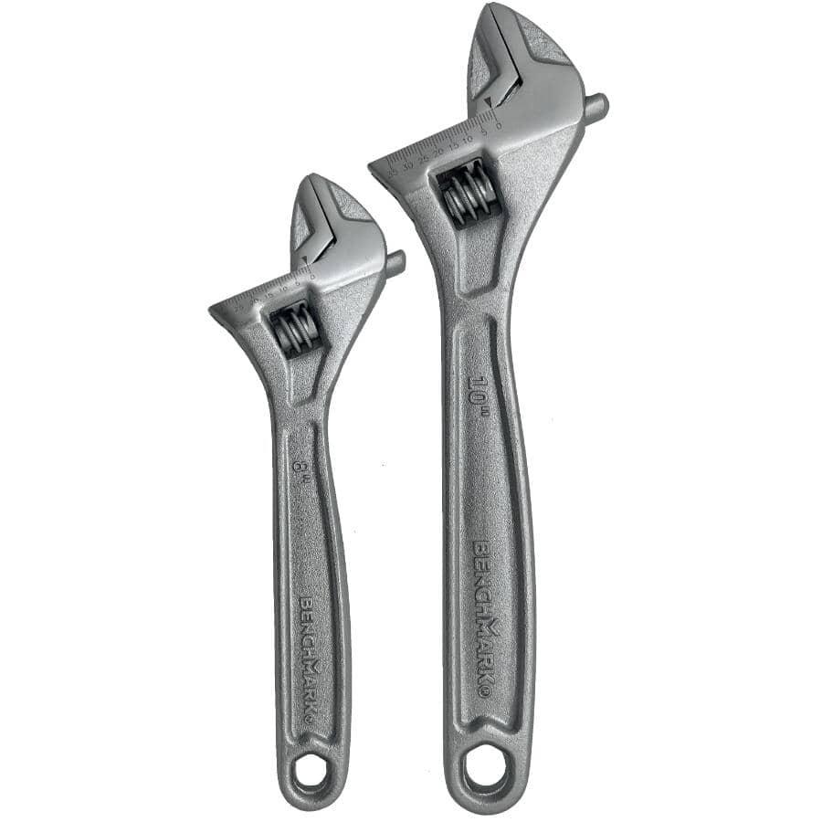 2 Piece 8" and 10" Chrome Vanadium Adjustable Wrench Set