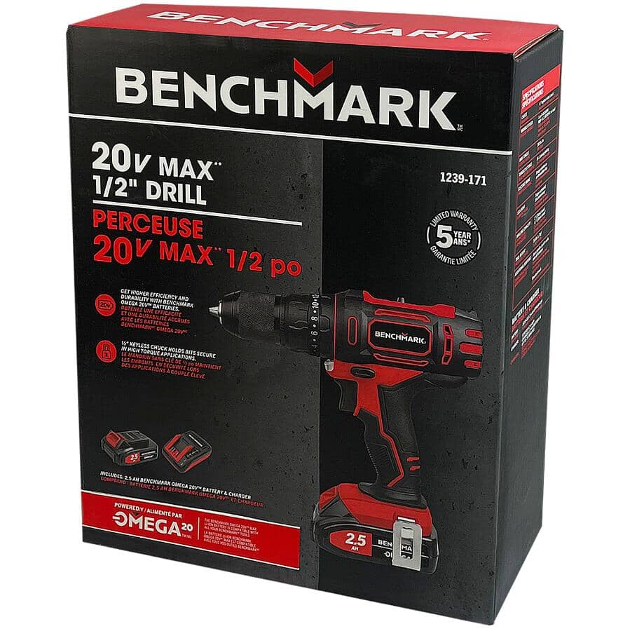 20V Max 1/2" Cordless Drill Driver Kit - with Battery & Charger