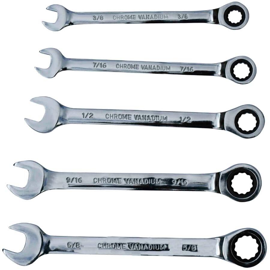 3/8" to 5/8" SAE Ratchet Wrench Set - 5 Piece