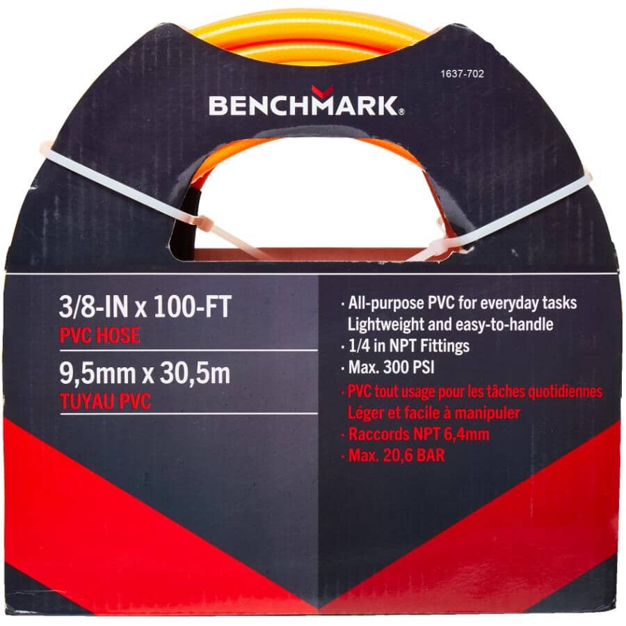 3/8" x 100' x 1/4" National Pipe Thread Orange PVC Air Hose