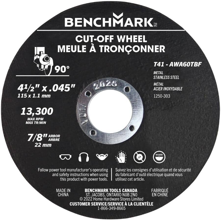 4-1/2" x 0.045" x 7/8" Metal Cut-Off Wheels - 10 Pack