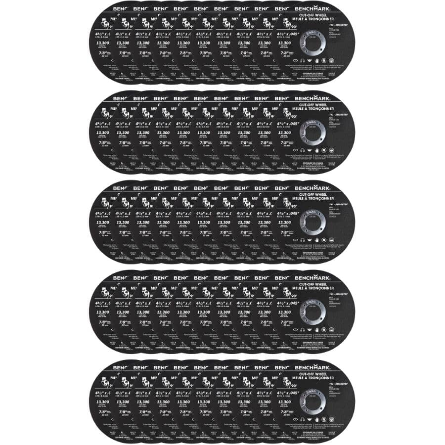 4-1/2" x 0.045" x 7/8" Metal Cut-Off Wheels - 50 Pack