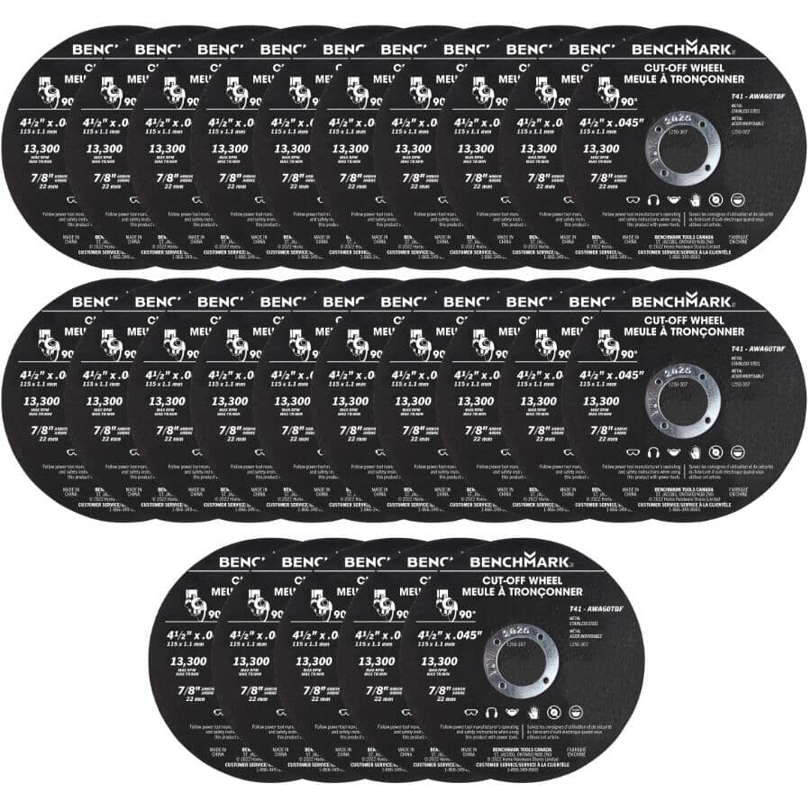 4-1/2" x 0.045" x 7/8" Metal Cut-Off Wheels - 25 Pack