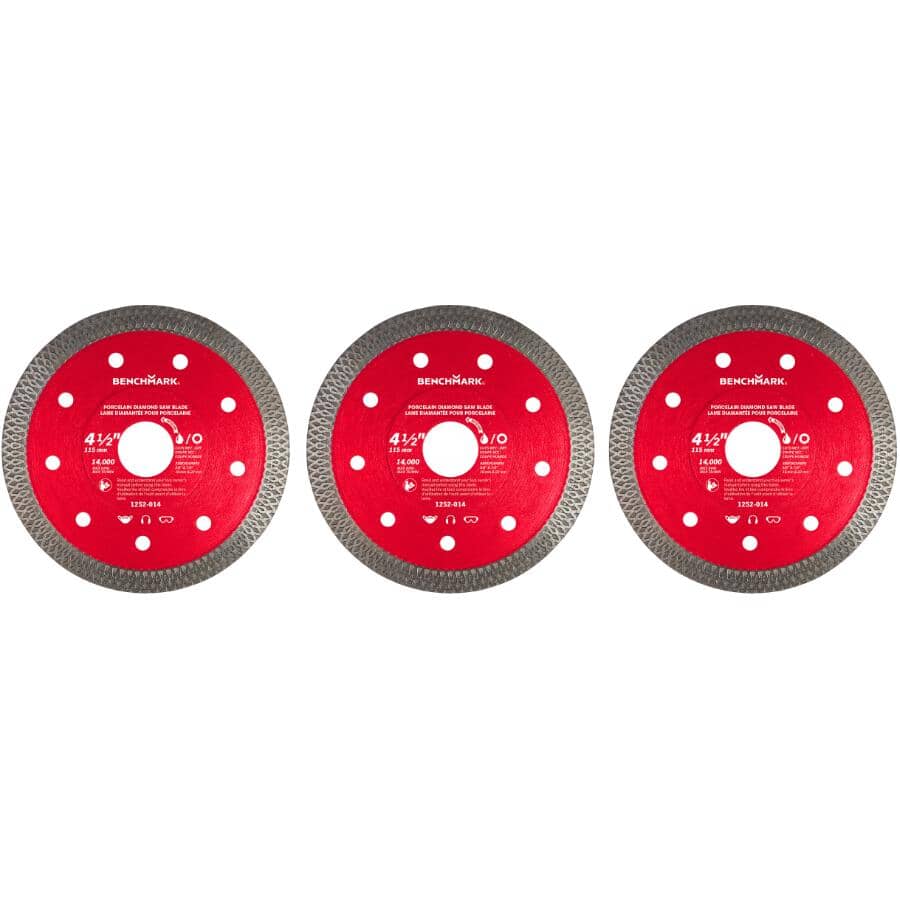 4.5" Porcelain Wet / Dry Diamond Blades - 3 Pack