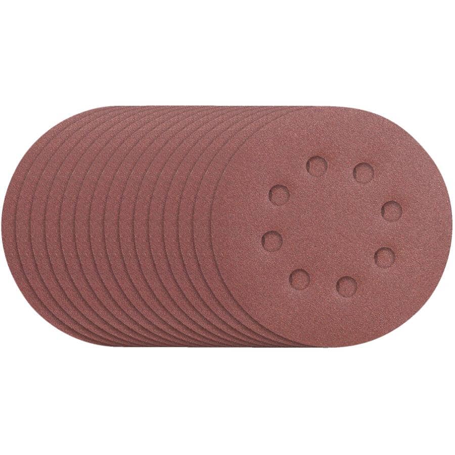 5" 120 Grit Aluminum Oxide Hook and Loop Sanding Discs, with 8 Vacuum Holes - 15 Pack