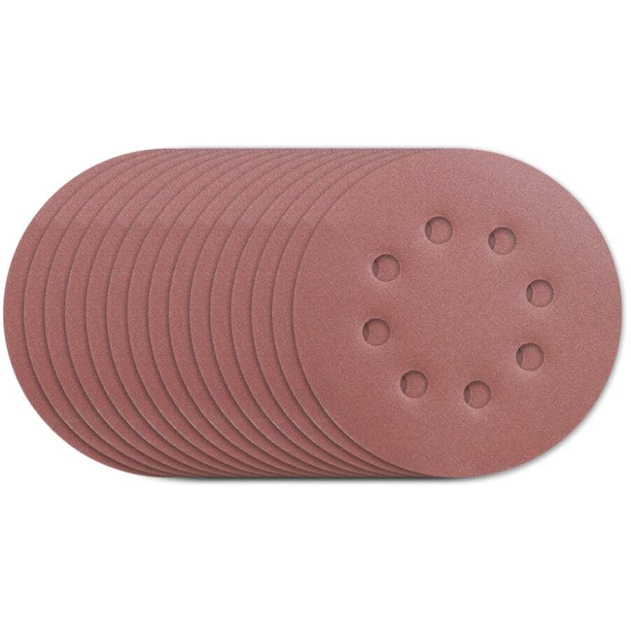 5" 220 Grit Aluminum Oxide Hook and Loop Sanding Discs, with 8 Vacuum Holes - 15 Pack