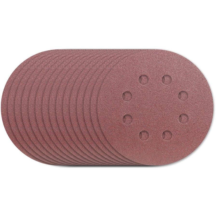 5" 80 Grit Aluminum Oxide Hook and Loop Sanding Discs, with 8 Vacuum Holes - 15 Pack