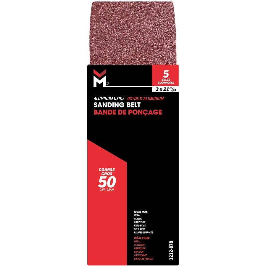 5 Pack 3" x 21" 50 Grit Aluminum Oxide Belts