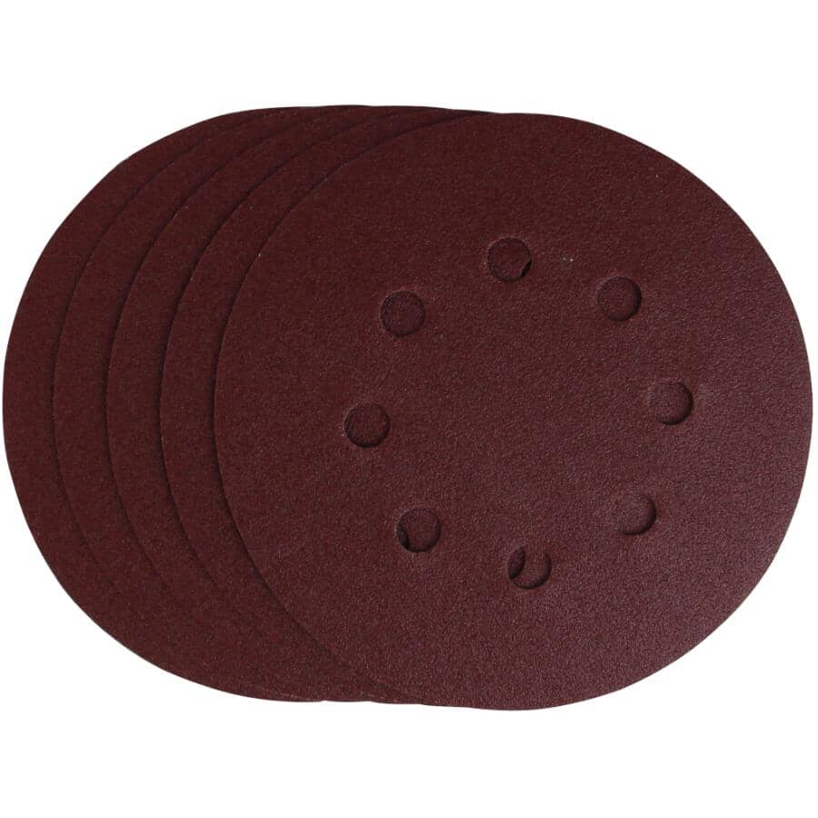 5 Pack 5" 120 Grit Aluminum Oxide Hook and Loop Sanding Discs, with 8 Vacuum Holes
