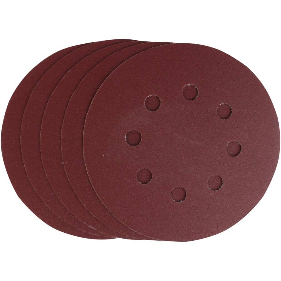 5 Pack 5" 220 Grit Aluminum Oxide Hook and Loop Sanding Discs, with 8 Vacuum Holes