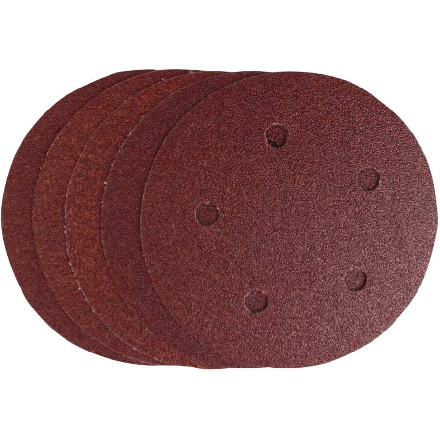 5 Pack 5" 80 Grit Aluminum Oxide Hook and Loop Sanding Discs, with 5 Vacuum Holes