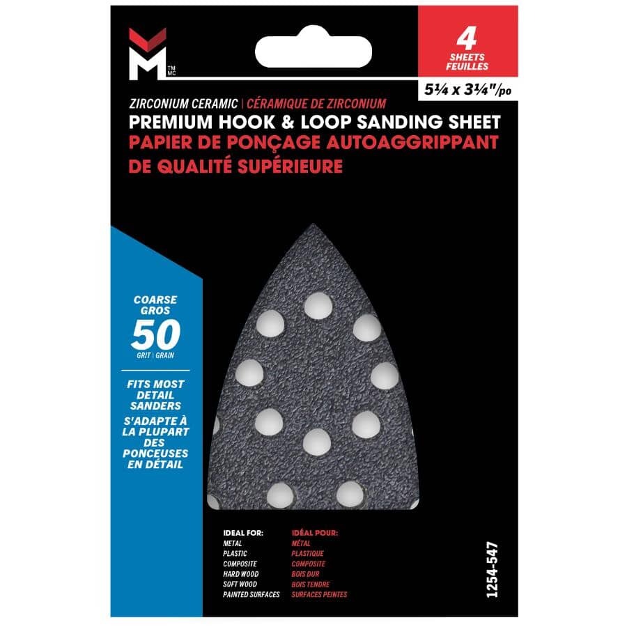 50 Grit Finish and Detail Zirconium Sandpaper - 4 Pack