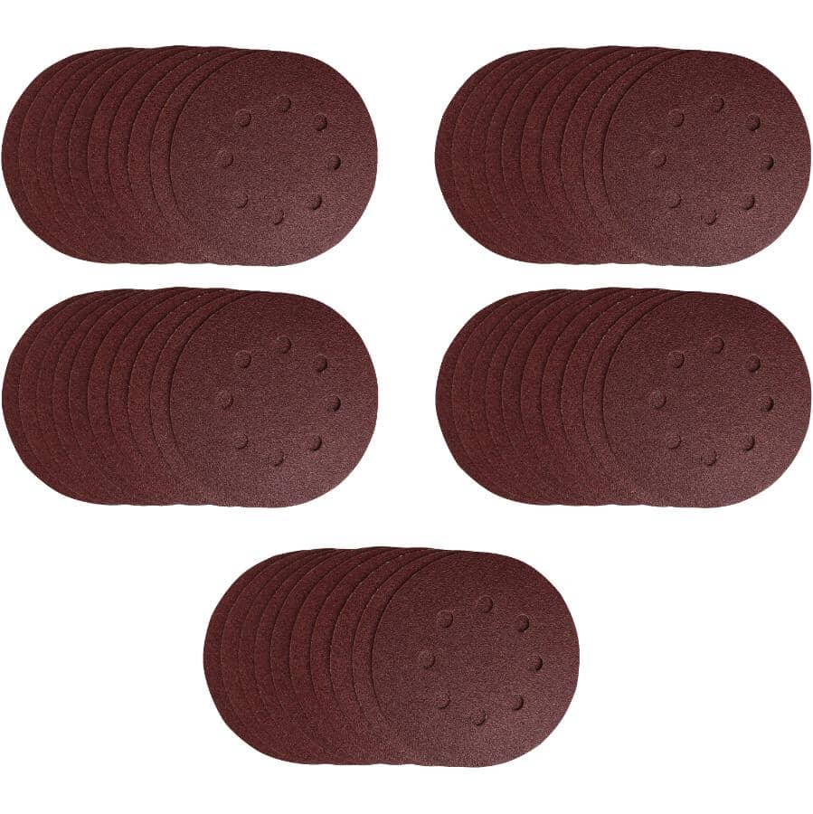 50 Pack 5" 80 Grit Aluminum Oxide Hook and Loop Sanding Discs, with 8 Vacuum Holes