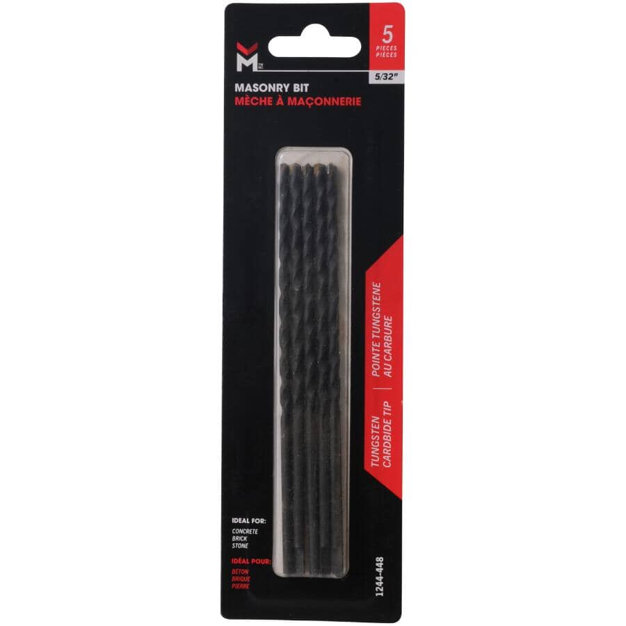 5/32" x 5.5" Tungsten Carbide Masonry Drill Bit - 5 Pack