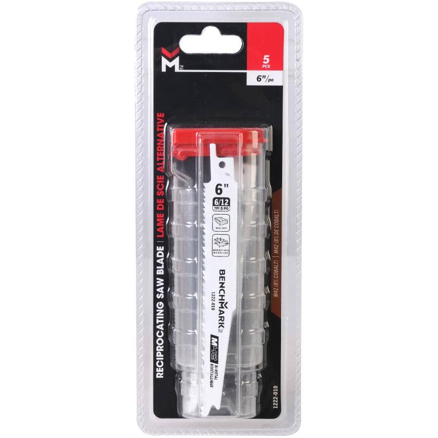 6" 6/12 Tooth Bi-Metal Wood Reciprocating Saw Blade - 5 Pack