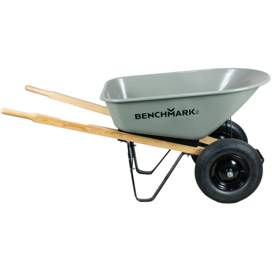 6 Cu. Ft Steel Tray Wheelbarrow with Dual Wheels