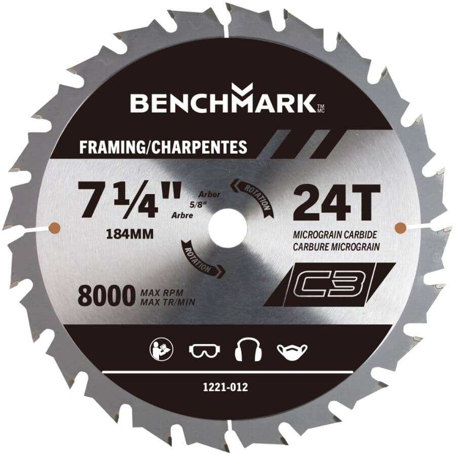 7-1/4" 24 Tooth Carbide Circular Saw Blade - Counter Clock Wise