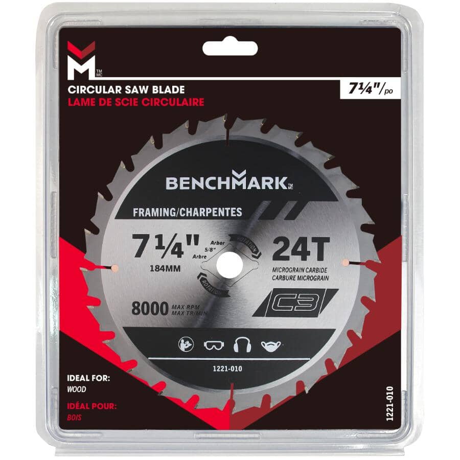 7-1/4" 24 Tooth Carbide Circular Saw Blade - Clock Wise