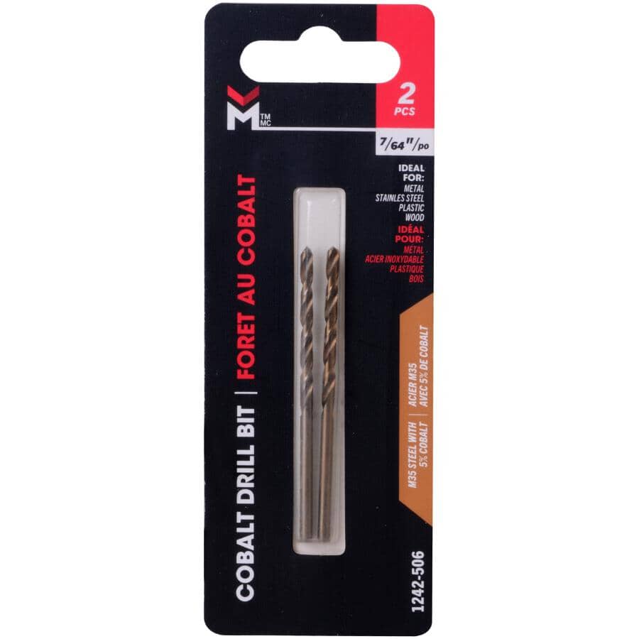 7/64" Cobalt Drill Bits - 2 Pack