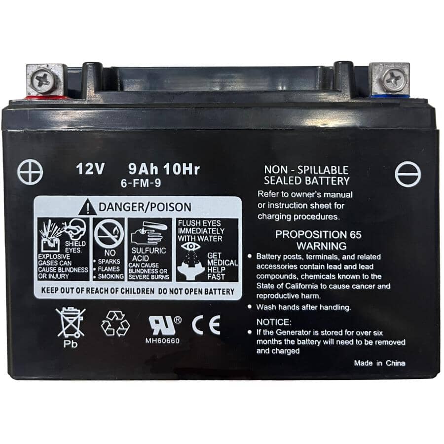 Certified 9 Ah Replacement Battery for Generator