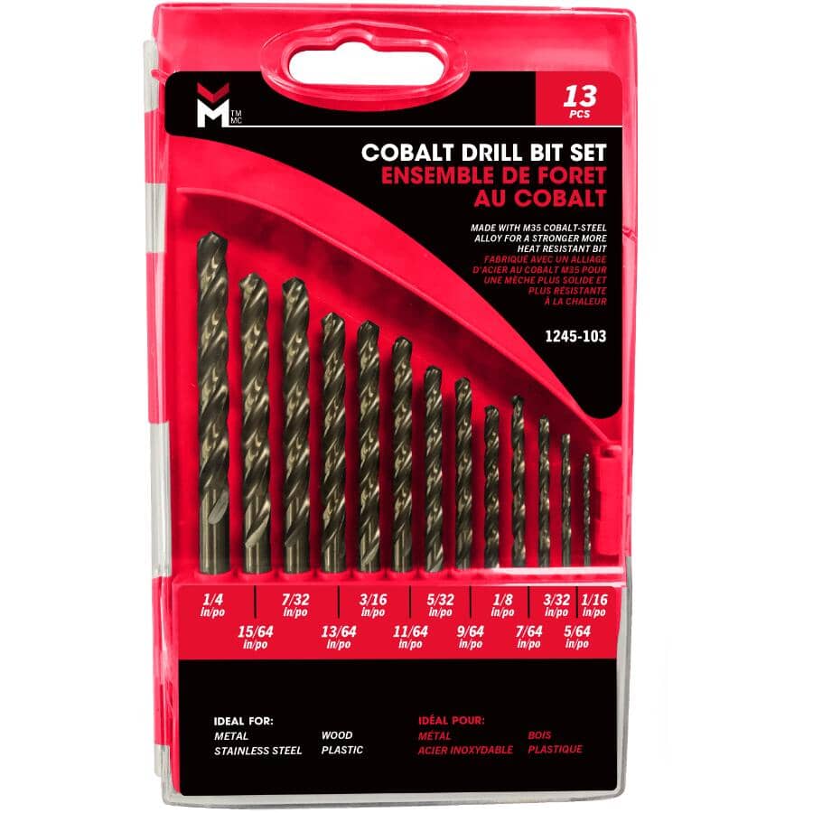 Cobalt Drill Bit Set - 3 Flute, 13 Piece