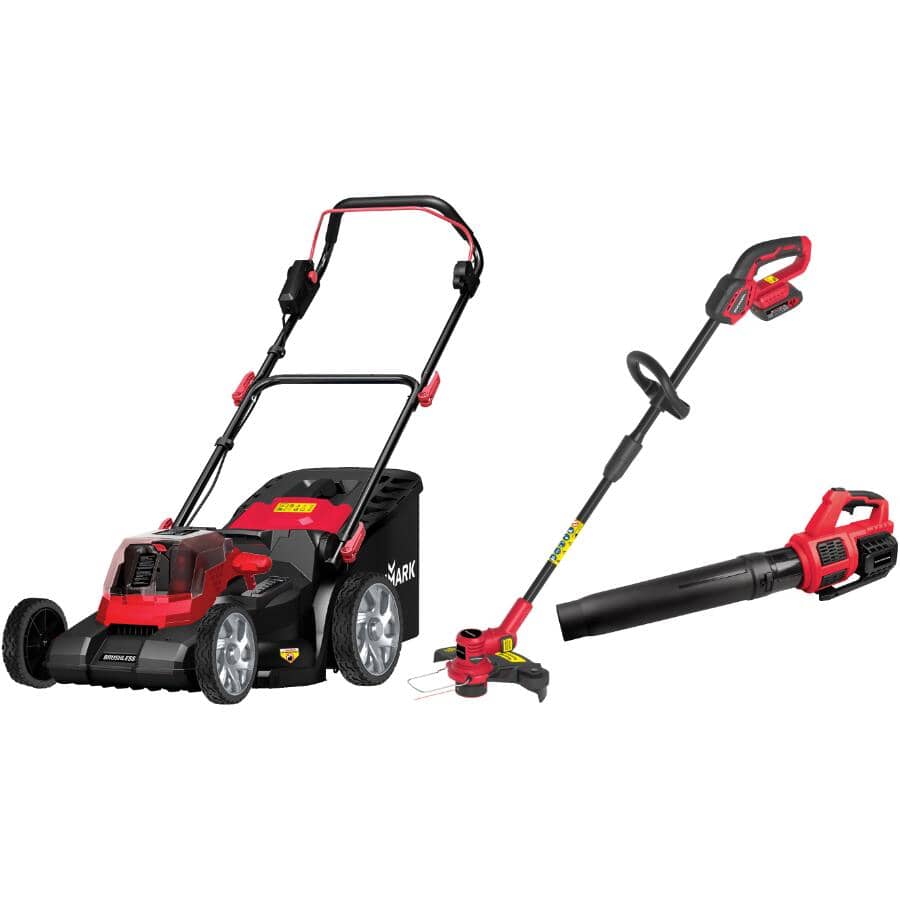 Cordless Lawn Mower, Trimmer & Blower Combo Kit - 40 V