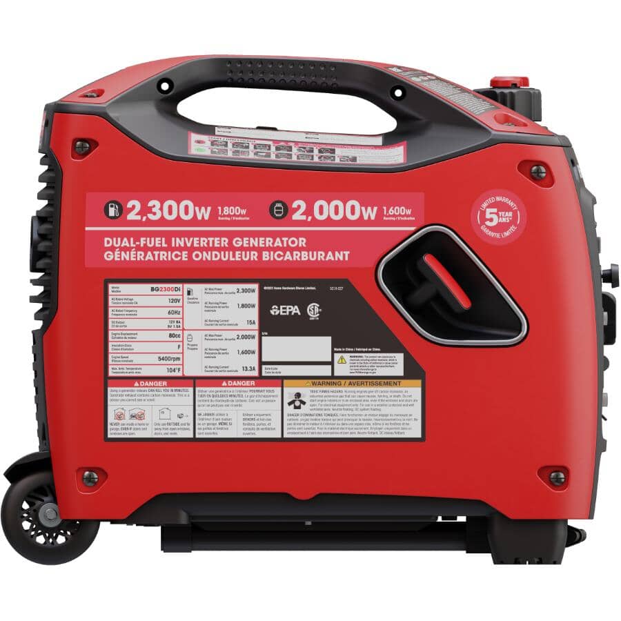 Dual Fuel Quiet Inverter Generator - 2300W
