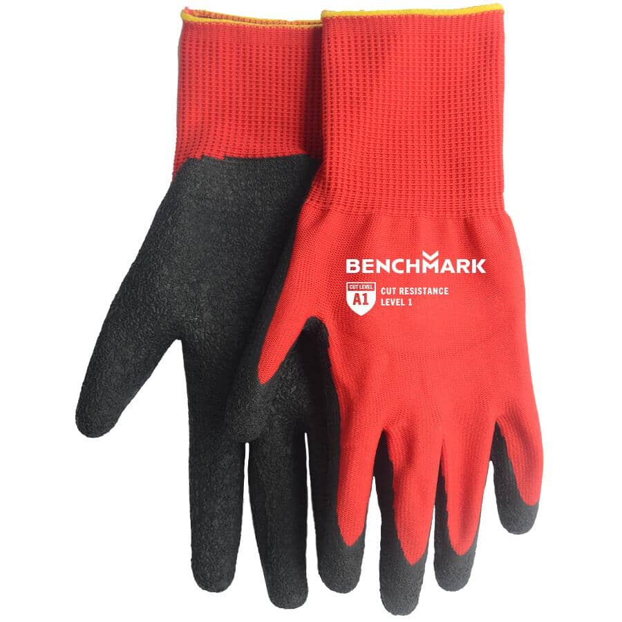 Knit Polyester Work Gloves - with Latex Coated Palms, Small