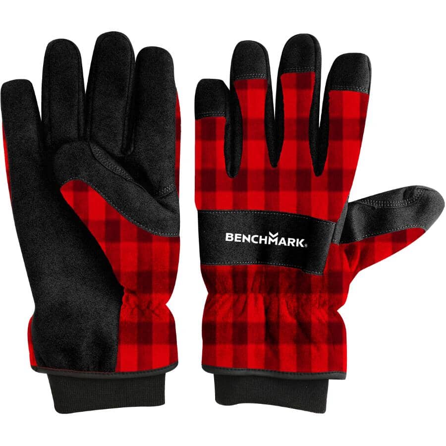 Men's Plaid Lined Work Gloves - Large