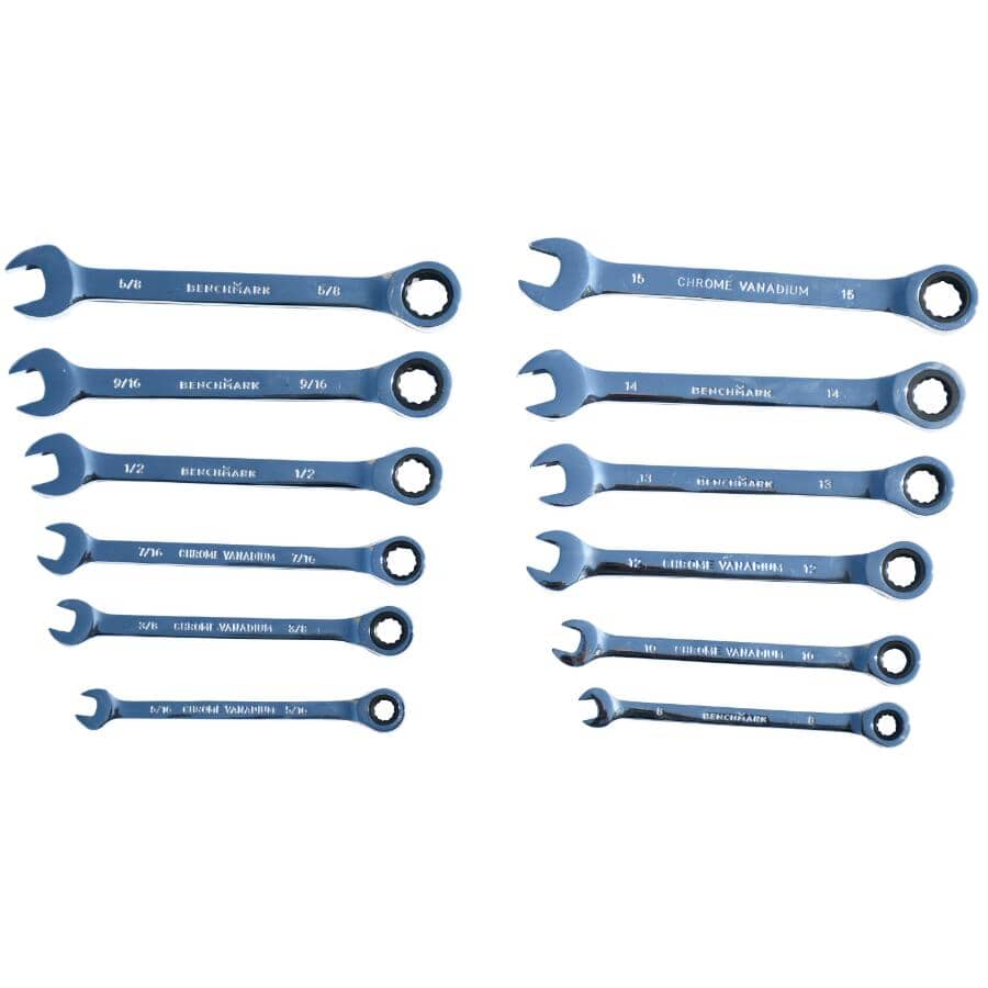 Metric & SAE Ratchet Wrench Set - 12 Piece