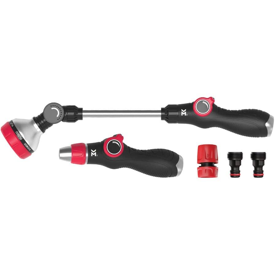 Pistol Nozzle & 8 Pattern Wand Thumb-Control Garden Set - 5 Piece
