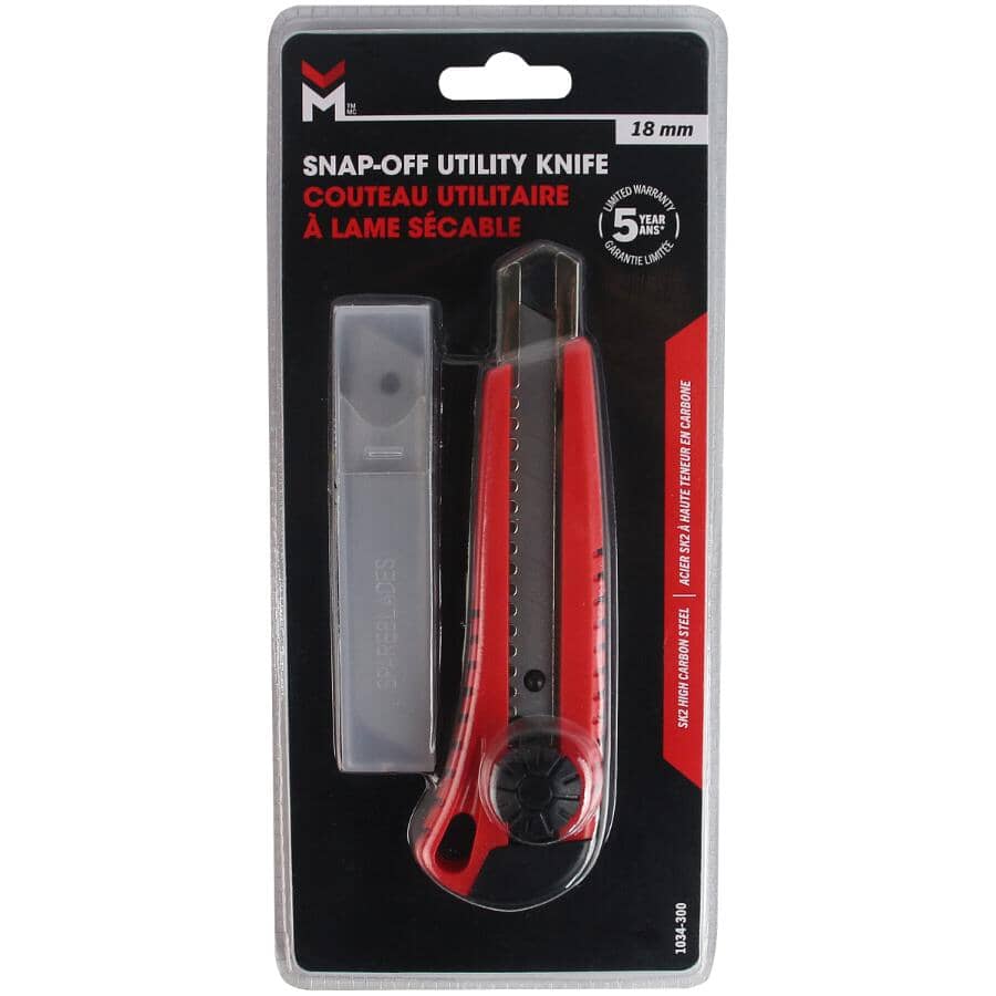 Snap Off Blade Utility Knife - 18 mm, with 4 Blades