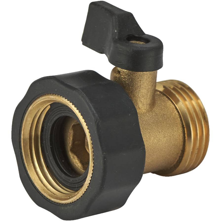 Solid Brass Hose Coupling, with Shut-Off Valve