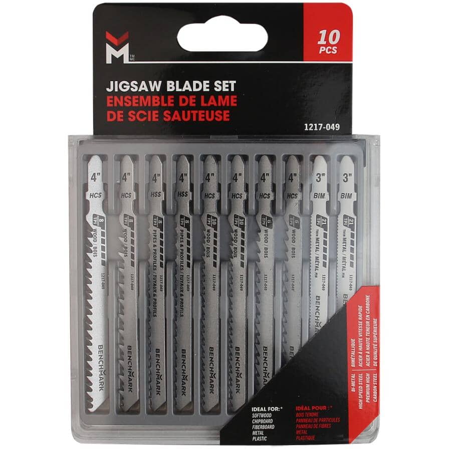 T-Shank Jigsaw Blade Set, Assorted Blade Styles - 10 Piece