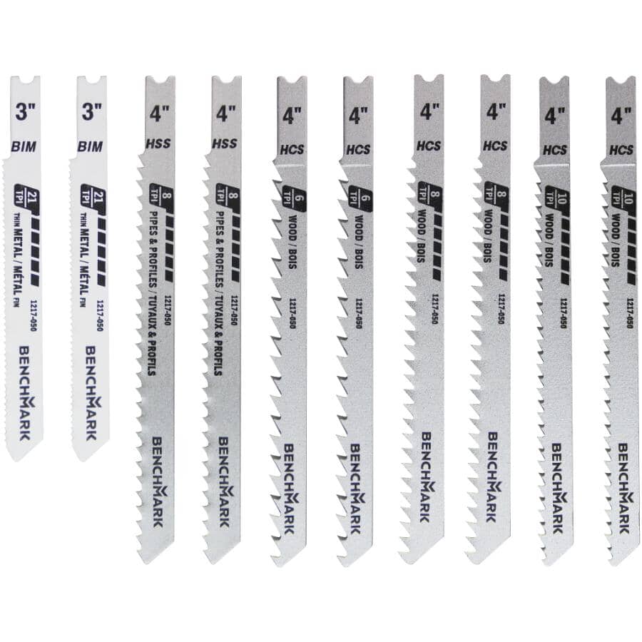 U-Shank Jigsaw Blade Set, Assorted Blade Styles - 10 Piece
