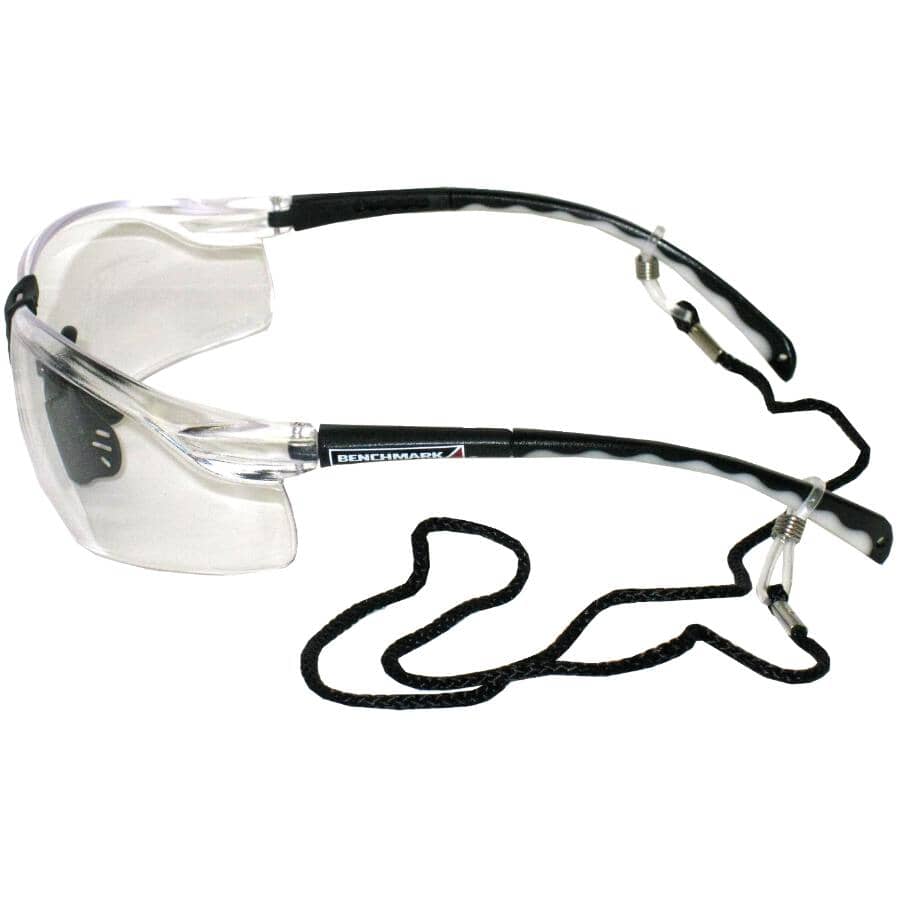 Wrap Around Frameless Safety Glasses - Clear with Black Arms