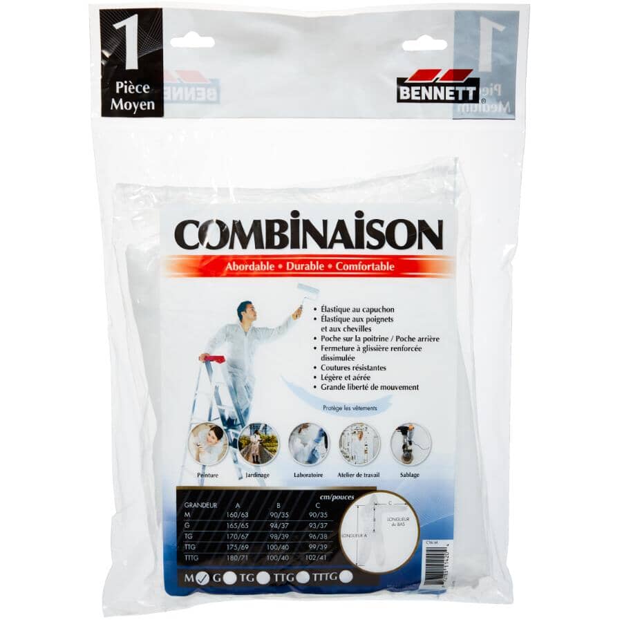 Disposable Painter's Coveralls - with Elasticized Hood, Medium