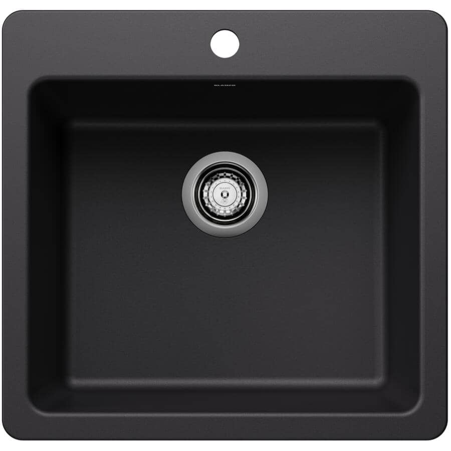 21.25" x 20.5" Liven Silgranit Dual Mount Single Bowl Kitchen Sink - Coal Black