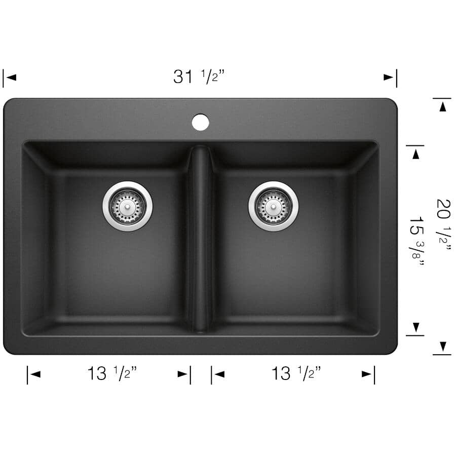 31.5" x 20.5" x 8" Dohna Silgranit Dual Mount Double Bowl Kitchen Sink - Anthracite