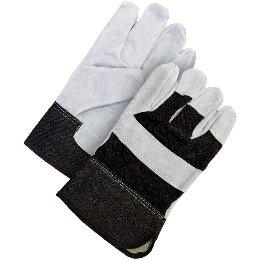Black Cuff Split Cowhide Work Gloves