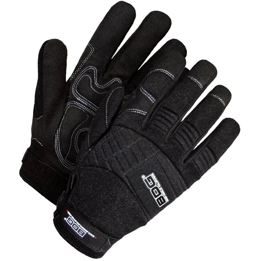 Leather Mechanics Gloves - with Gel Padded Palm, Medium