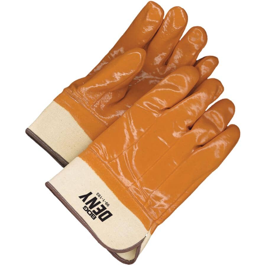 Men's PVC Foam Lined Work Gloves - One Size, Brown