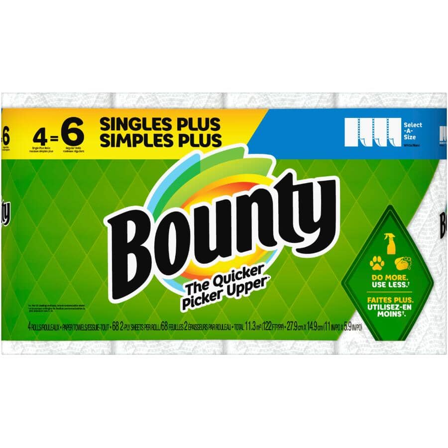 Select-A-Size Regular Paper Towels - White, 2 Ply, 68 Sheets, 4 Rolls