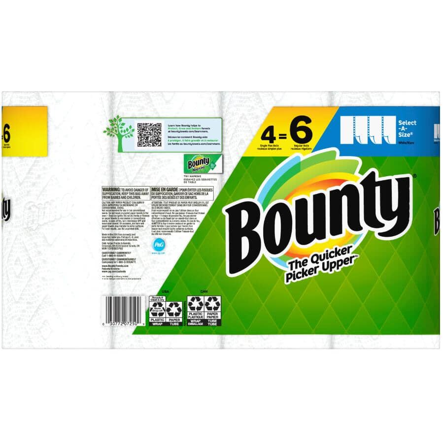 Select-A-Size Regular Paper Towels - White, 2 Ply, 68 Sheets, 4 Rolls