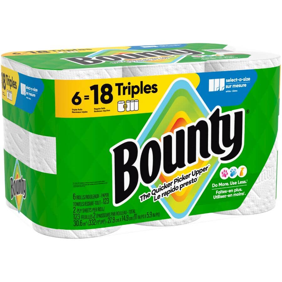 Select-A-Size Regular Paper Towels - White, 2 Ply, 123 Sheets, 6 Triple Rolls