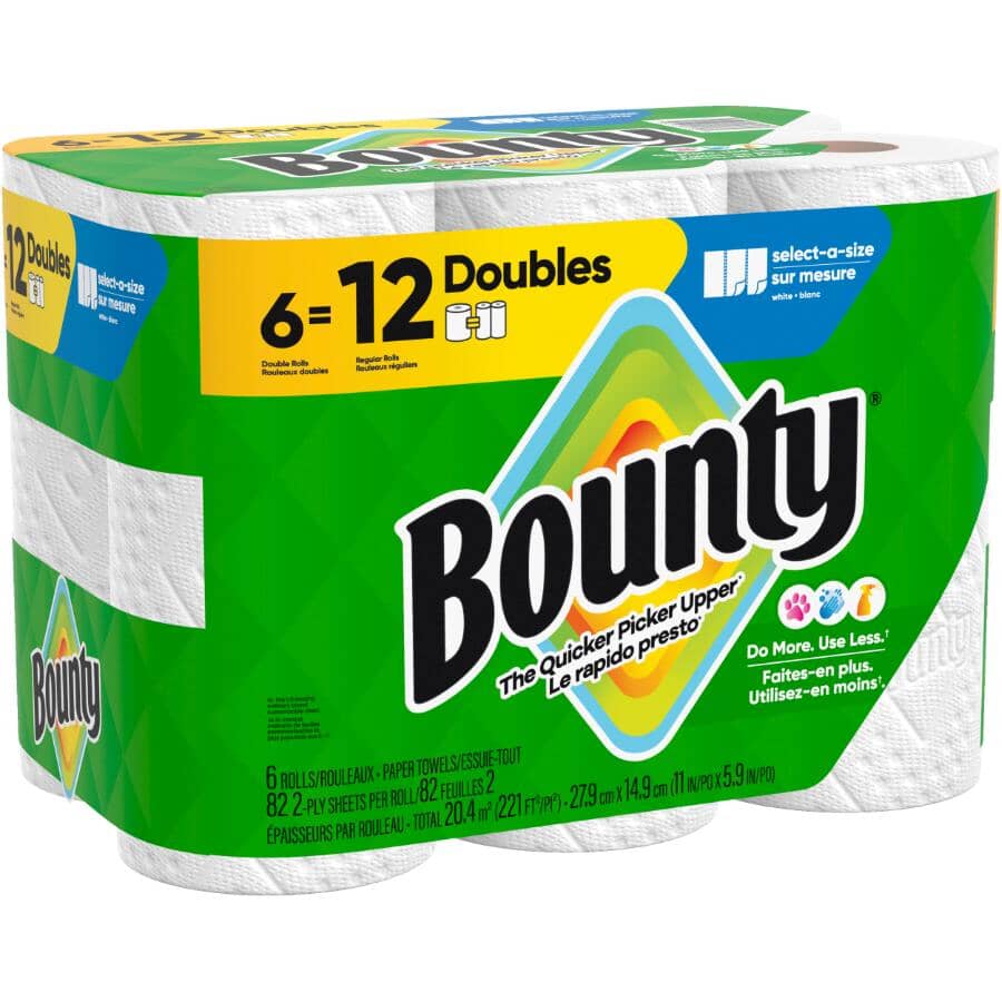Select-A-Size Regular Paper Towels - White, 2 Ply, 82 Sheets, 6 Double Rolls