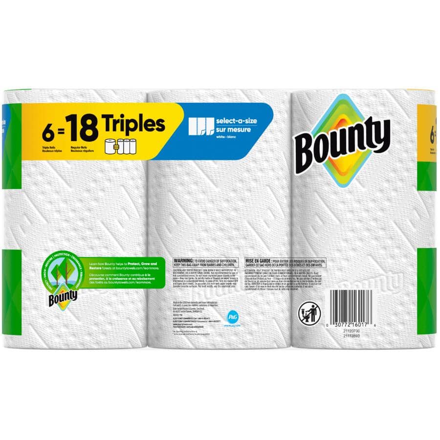 Select-A-Size Regular Paper Towels - White, 2 Ply, 123 Sheets, 6 Triple Rolls