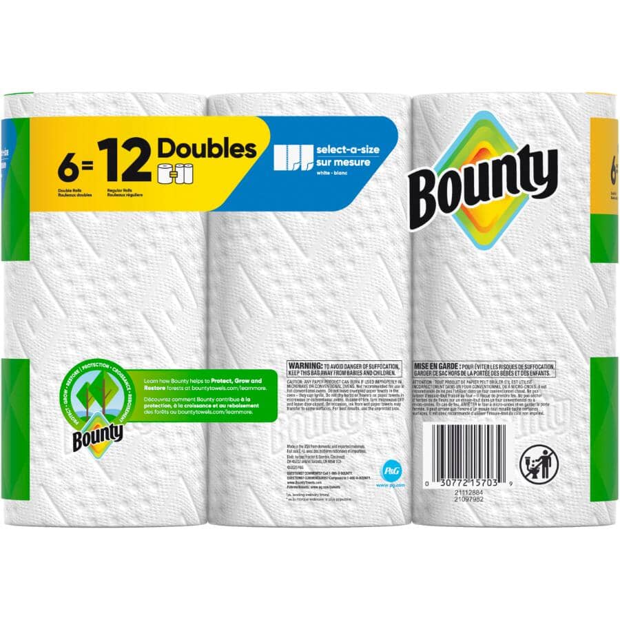 Select-A-Size Regular Paper Towels - White, 2 Ply, 82 Sheets, 6 Double Rolls