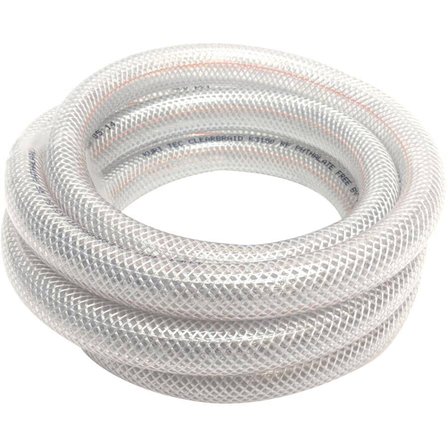 Braided Vinyl Tubing - 5/8" Inside Diameter x 7/8" Outside Diameter x 10'