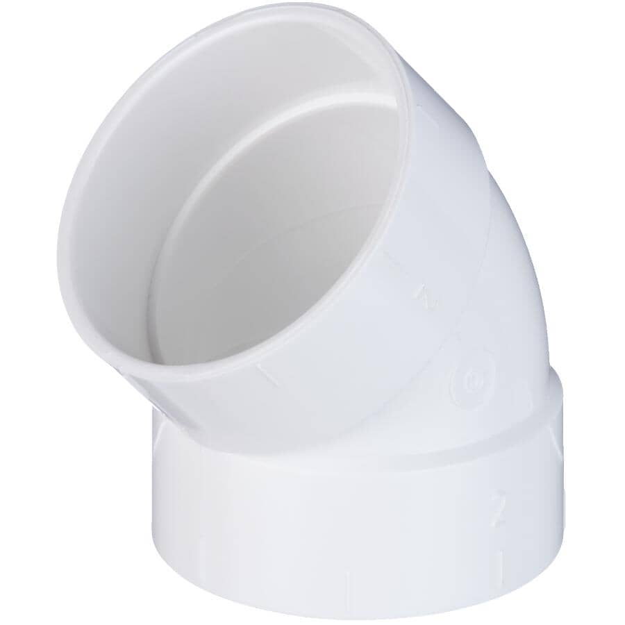 2" Central Vacuum System 45 Degree Short Elbow